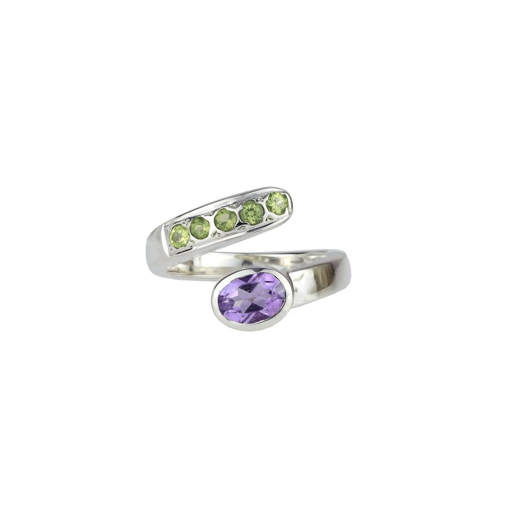 Amethyst Sterling Silver Ring: Faceted Gemstone, Open Design
