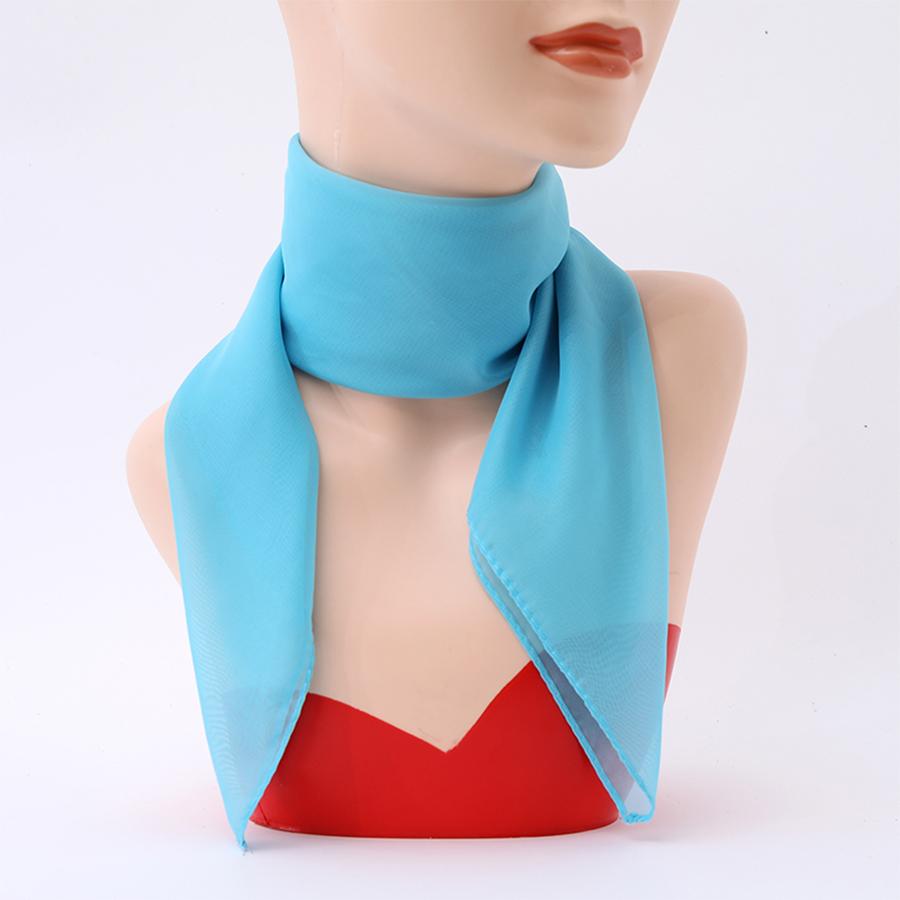 Solid Color Chiffon Small Scarf Women'S Neckerchief 65*65Cm Square Scarf Shawls Female Hair Ties Bands Shawls