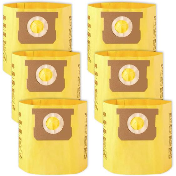 6 Packs Type D High Efficiency Filter Bags for 4 Gallon Wet/Dry Vacuums, Part #91964