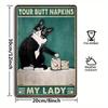 Funny Black Cat Decorative Sign 8x12 Inch Gothic Medieval Tuxedo Bathroom Wall Art Poster Retro