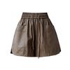 Damen Winter-Bootcut-Shorts aus PU-Leder mit hohem Bund: Elastischer Bund, lockerer Schnitt mit weitem Bein