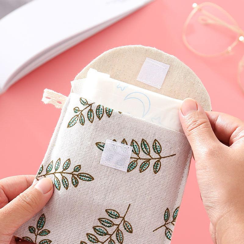 Cute Fresh Multi-pattern Tampon Pack Cartoon Cotton Hemp Girl Aunt Napkins Storage Pack Pack for Sanitary Napkins