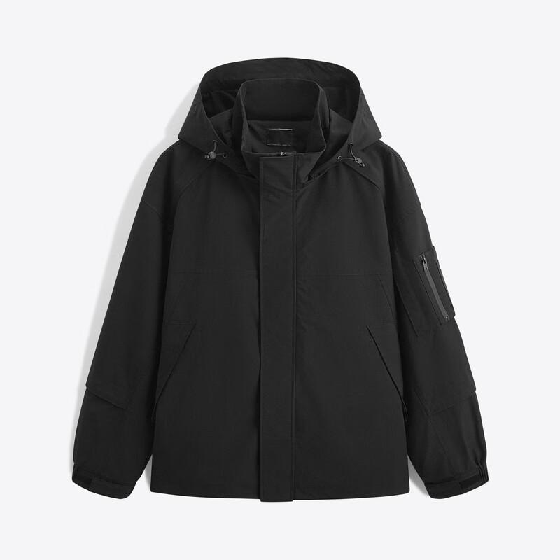 GXG Herren Schwarze Kapuzen-Freizeitjacke