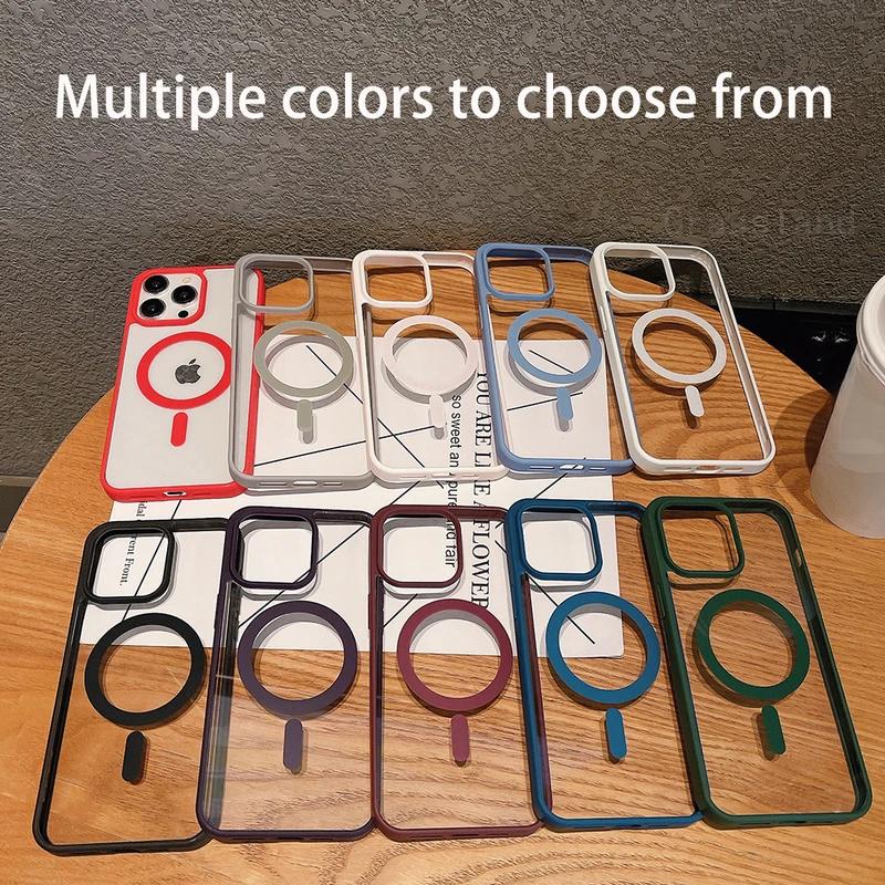 Funda transparente Magsafe de lujo para iPhone 16, 15, 14, 13, 12, 11 Pro, XS, XR Max, Mini Plus, de silicona suave con orificio para cámara grande y carga inalámbrica magnética.