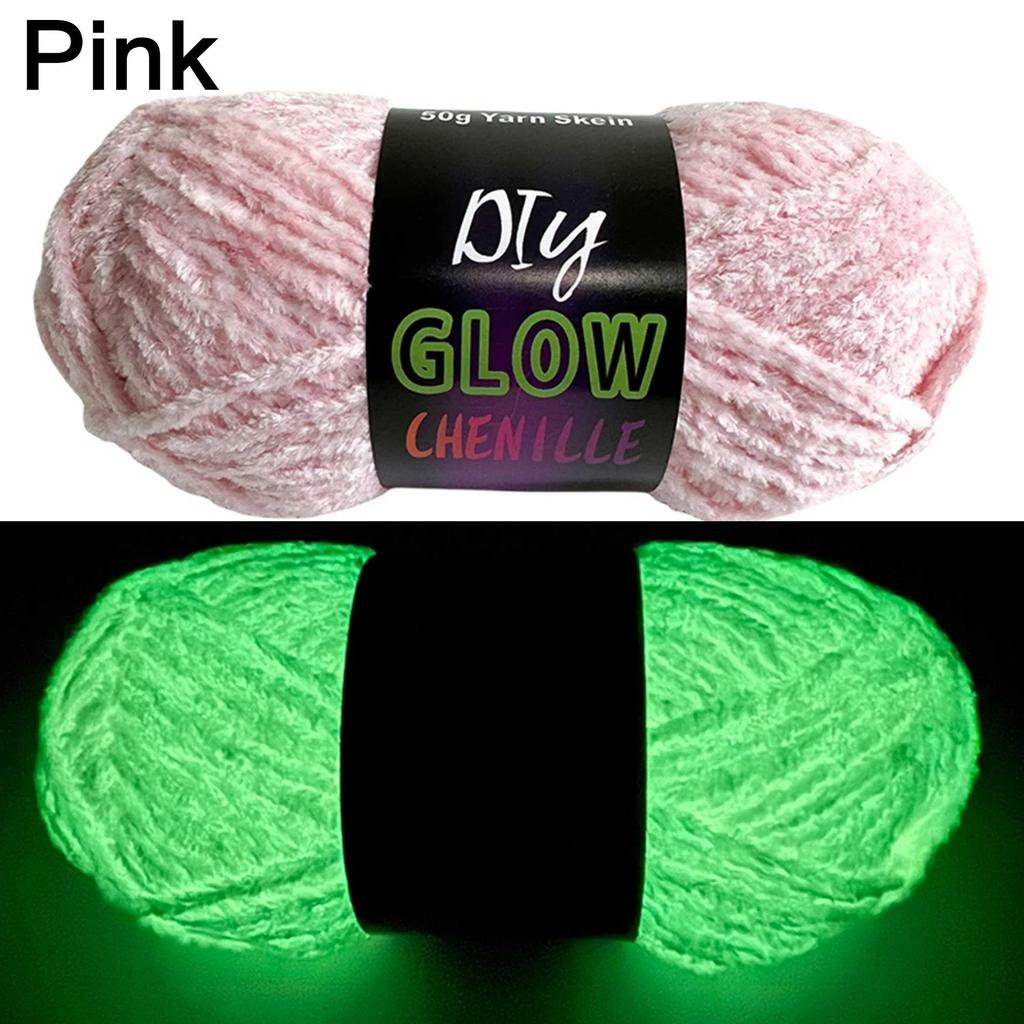 Filato di Chenille di Velluto Luminoso 100% Poliestere Brilla al Buio per Lavorare a Maglia, Uncinetto, Bambole Tessute a Mano, Creazioni Fai da Te