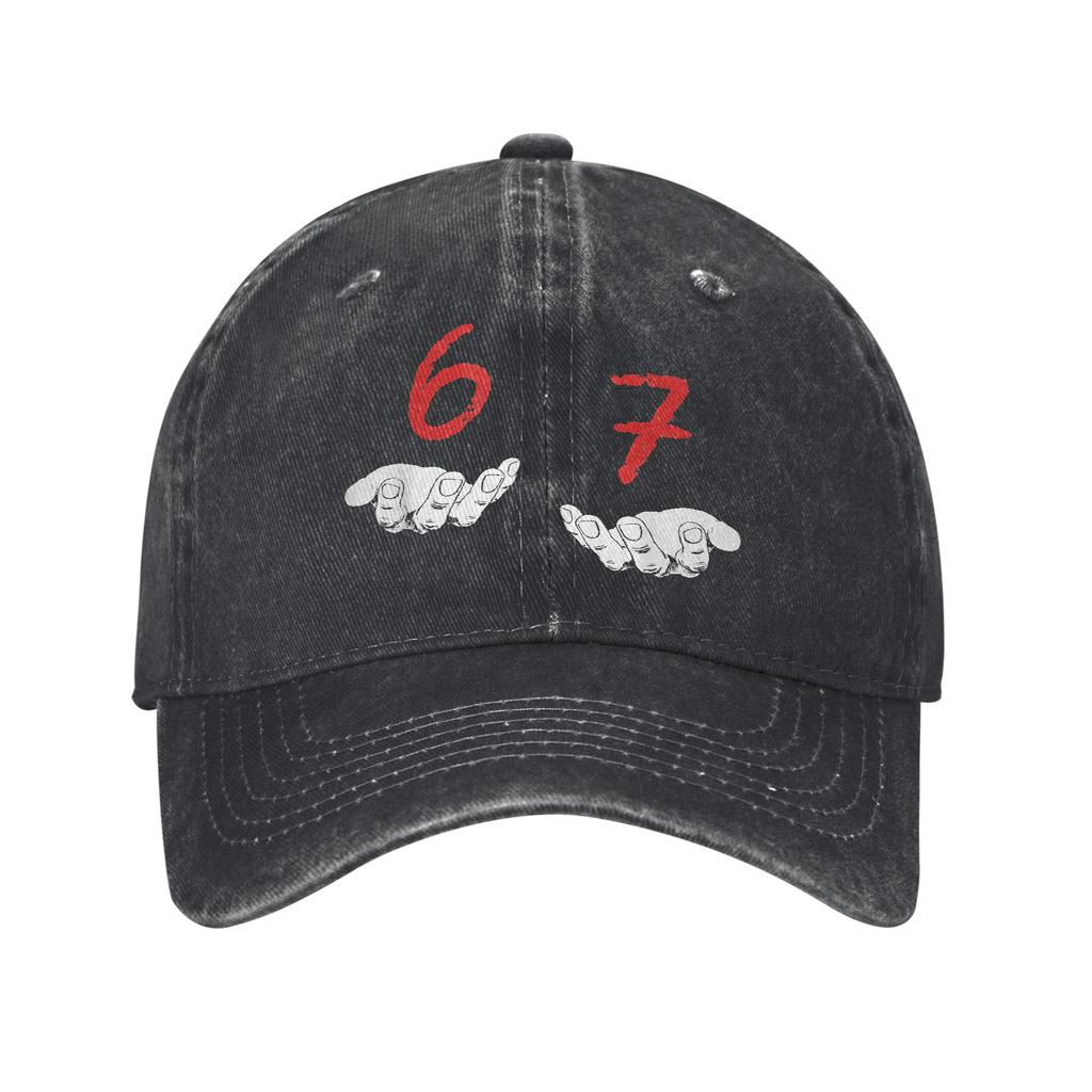 Six Seven 6 7 Meme Funny Hands Baseball Cap Men Women Distressed Denim Snapback Gen-Alpha Slang Outdoor Workouts Adjustable Hats