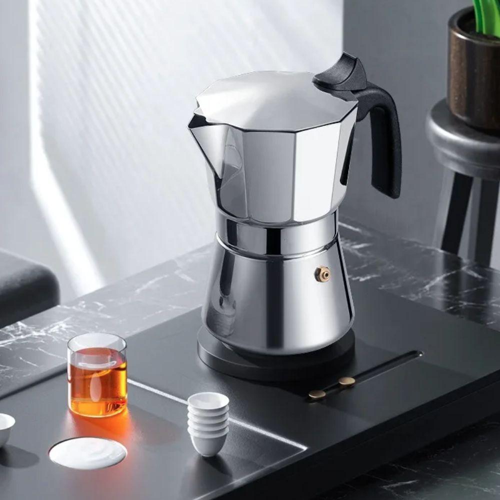 Stainless Steel Italian Mocha Kettle Shock-resistant Hand Brewing Coffee Pot  Stove