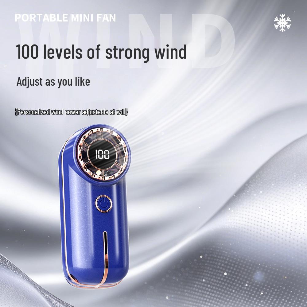 Handheld High-Speed USB-Charging Portable Fan with Digital Display and Strong Turbine Wind