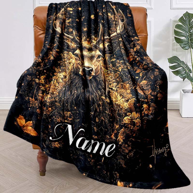 Glowing Elk Customize Your Name Blanket Used For Chair Office Sofa Bed Camping Soft And Warm Giving Friends And Relatives Birthday Graduation Gift