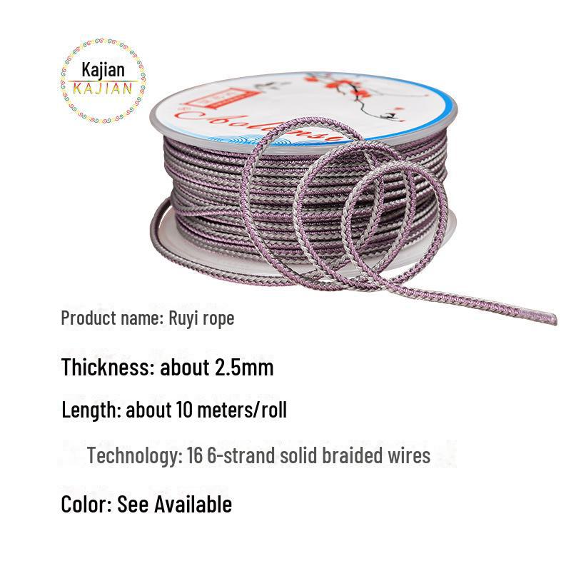 Hand-Woven 2.5mm Ruyi Rope for Jade Pendant Lanyard or Colorful Beaded Bracelet