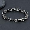 Men‘s 8.5MM Width Locomotive Vintage Oxidized Black Thorns Chain Link Bracelet Punk Stainless Steel Biker Bracelets Gift