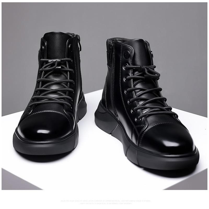 ModeBritische Winterwarme High-Top-Arbeitsstiefel für Herren Neue Designer Weichsohlige Lederschuhe Herrenmode Schwarze Plateau Herren Stiefeletten