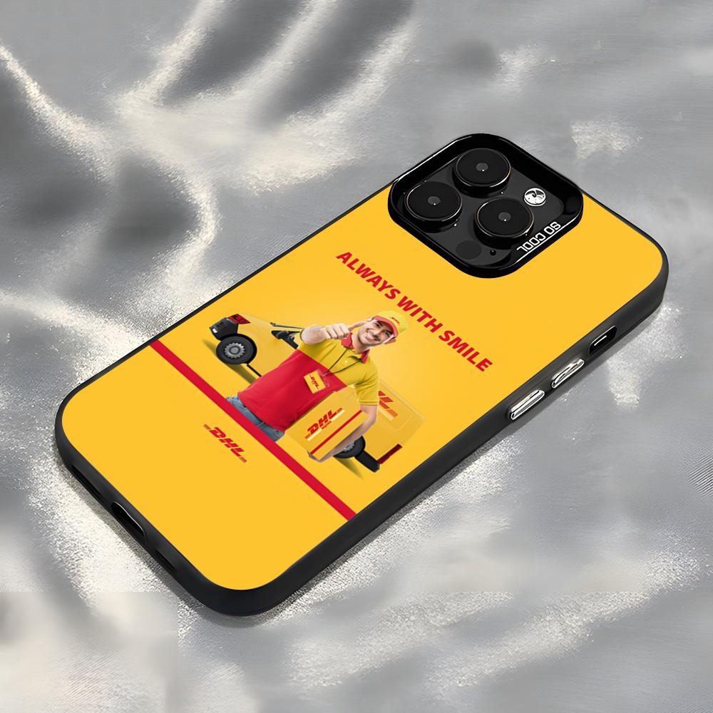 Brand DHL Logo Phone Case For IPhone17 Air 16 15 14 Plus 13 12 11 Pro 7 8 XS Max XR Silver Black Bumper Case