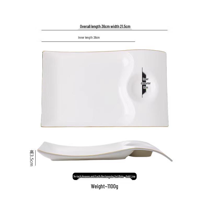 Elegant Irregular Ceramic Serving Plate with Vinegar Dish