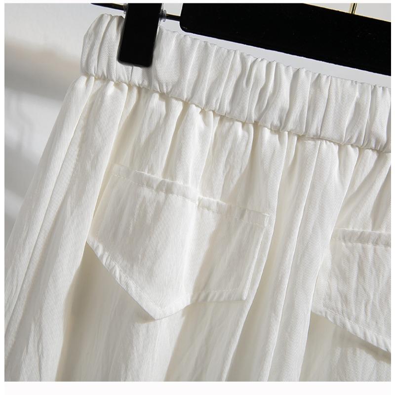 Dimanaf 2025 Summer Plus Size Pants High Waist New Wide-leg Pants Belt Women Fashion Loose Pleated Vintage Pants