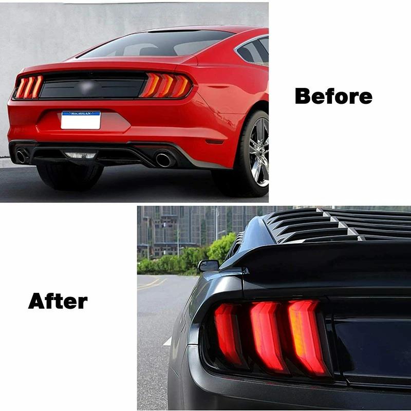 6 Pcs Car Rear Tail Light Lamp Decor Cover Smoke Black Decorative for Ford Mustang 2018-2021 Auto Exterior Accessories