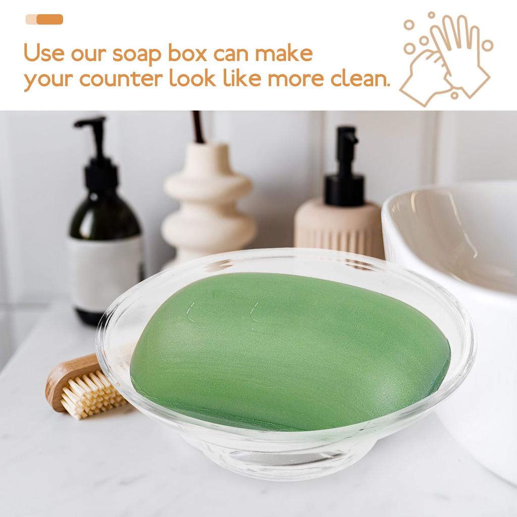 Transparente Glasseifenbox Runde Seifenschale Badezimmer Waschen Abtropfschale Badezimmer Seifenaufbewahrungsbehälter Seifenhalter für Badezimmerdusche