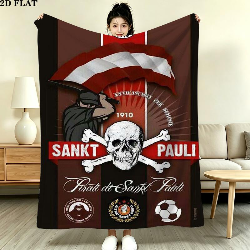 FC San Pauli Logo Print Flannel Blanket High Quality Warm Comfortable Cover for All Seasons Perfect for Gifts Home Decor
