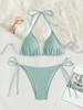 Costume da bagno da donna Tinta unita Triangolo Borsa Cravatta Paillettes Costume da bagno bikini sexy Costumi da bagno da spiaggia