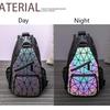 Borsa luminosa da donna Zaino laser geometrico Borse a tracolla trapuntate Borsa a petto semplice con ologramma laser