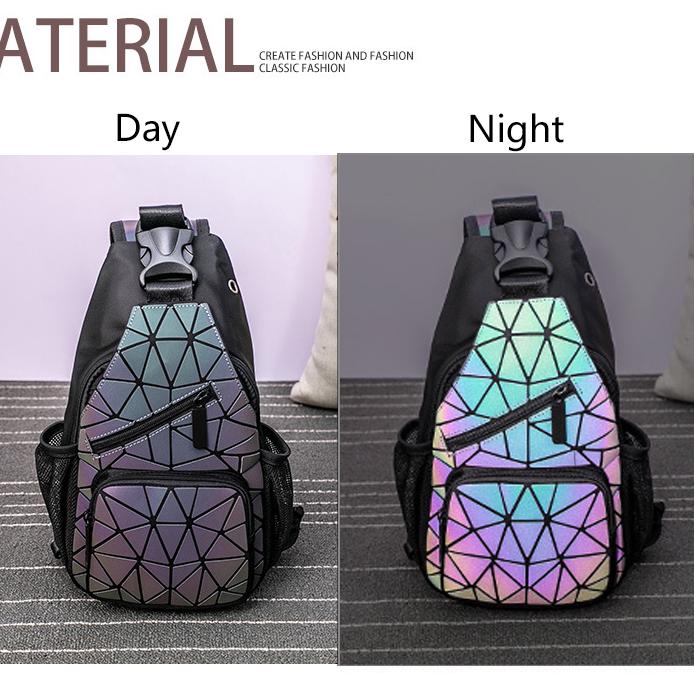 Borsa luminosa da donna Zaino laser geometrico Borse a tracolla trapuntate Borsa a petto semplice con ologramma laser
