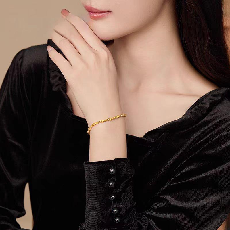 Luxury 24K 9999 Pure Gold Real Gold Women's Disco Ball Bracelet Cat's Eye Bracelet