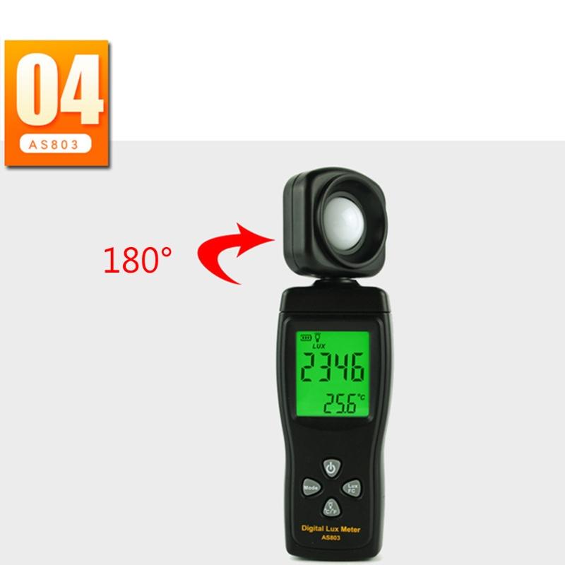 AS803 Luxmeter Digital Light Meter for Lux Meter Photometer Radiometer LCD Handheld for Led Garden Grow Lights Aquarium
