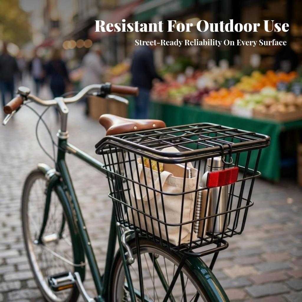 Bike Rear Rack with Basket Long-Lasting for Grocery Shopping, Commuters