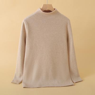 Camiseta Base de Tricô com Gola Meia-alta Nova Outono e Inverno Roupa Íntima Roupas de Outono Suéter Pulôver da Moda com Gola Média de Manga Comprida