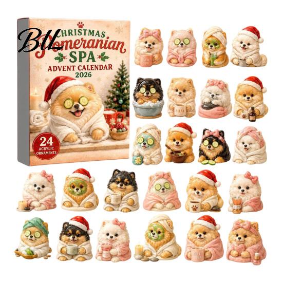 Dog Ornaments Advent Calendars 2026, Cute 24 Days Christmas Countdown Decorative Hanging Calendar, 2D Acrylic Collectible Figures for Lovers,