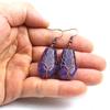 Handmade Agate Coffin Board Tree of Life Earrings - Natural Stone Crystal Dangle for Wealth and Harmony.
