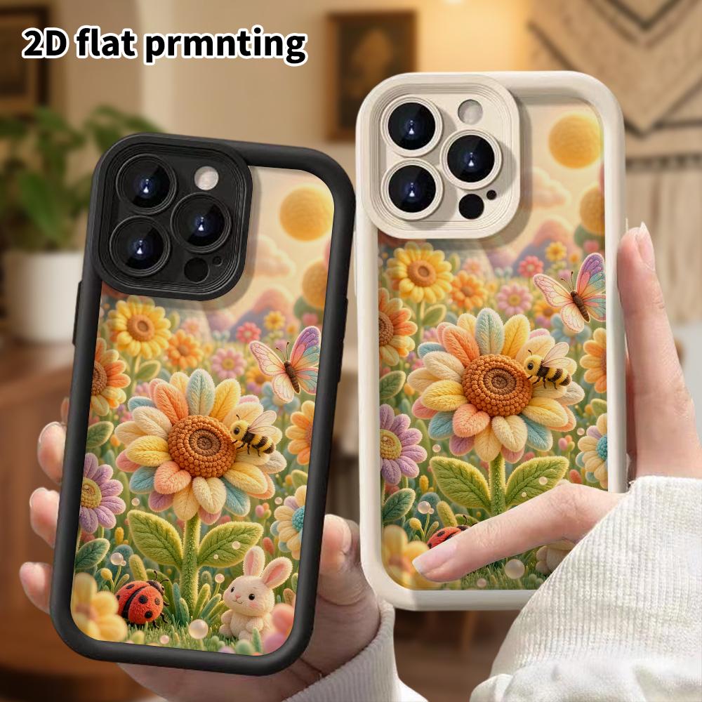 Telefonkasten: 2D flach, geeignet für iPhone 18 17 16 15 14 13 12Pro Schutzhülle, Sonnenblumenfeld, perfektes Weihnachts- und Halloween-Geschenk