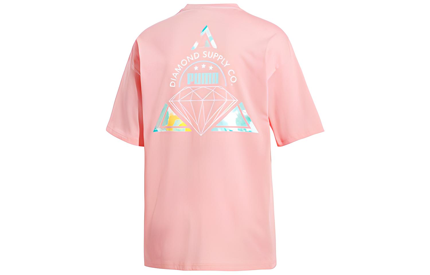 PUMA T Shirts Men s Peach Pink Crew Neck Moderate Straight Fit 578232-19 M