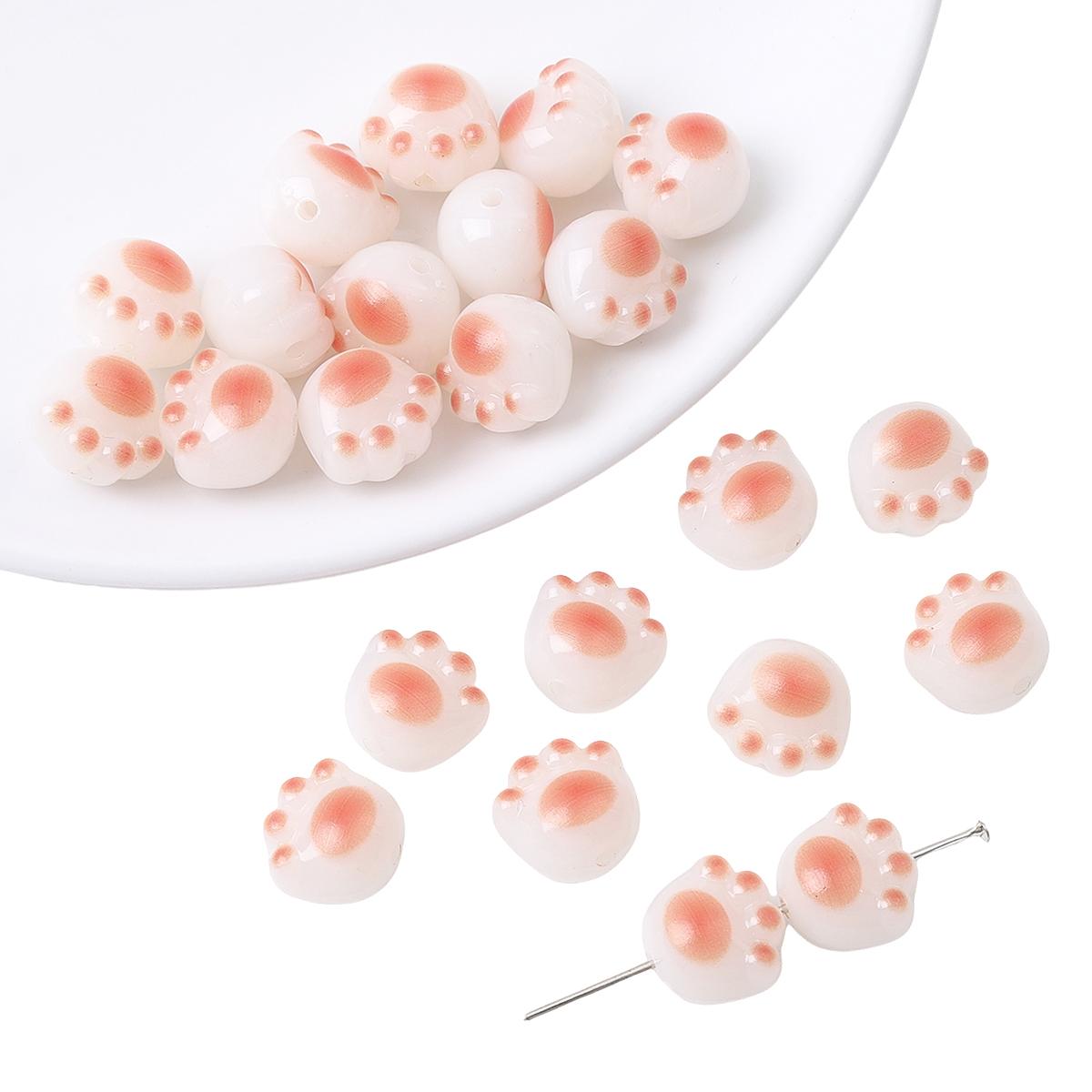 

10 шт./пакет акриловые бусины в виде кошачьей лапы для изготовления ювелирных изделий DIY браслет серьги очарование украшения 12*13mm 10pcs