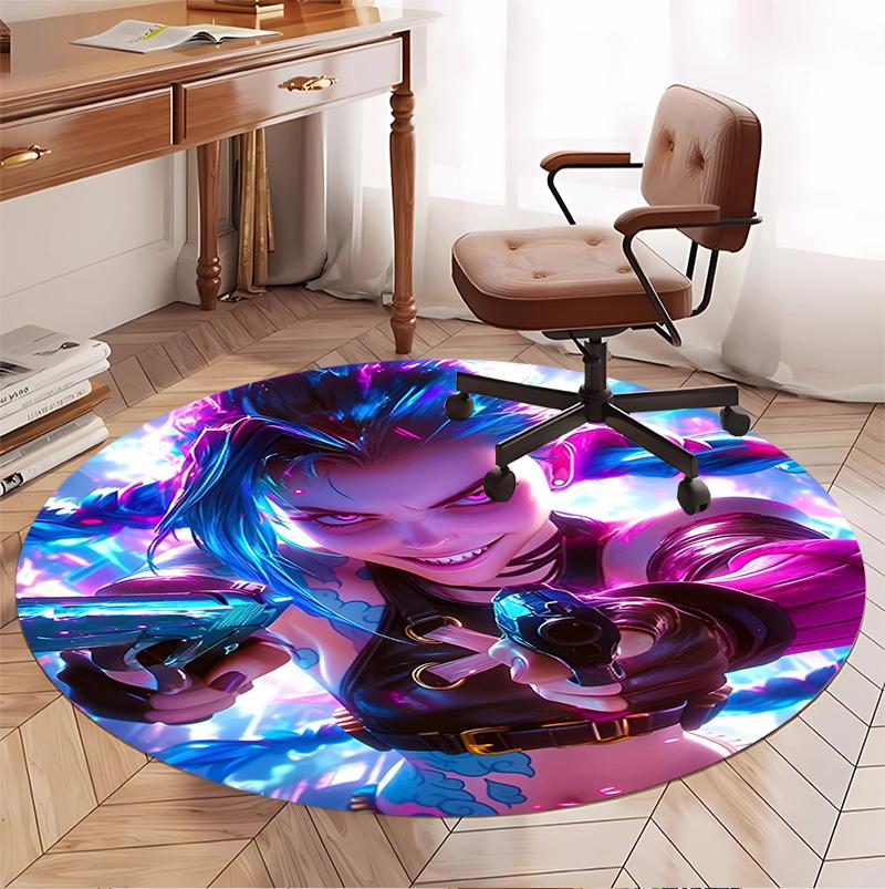 Jinx Pattern Round Rug, Indoor/Outdoor Mat, for Picnic, Gameroom, Bedroom, Office, Living Room, Home Decor Carpet, Birthday Gift