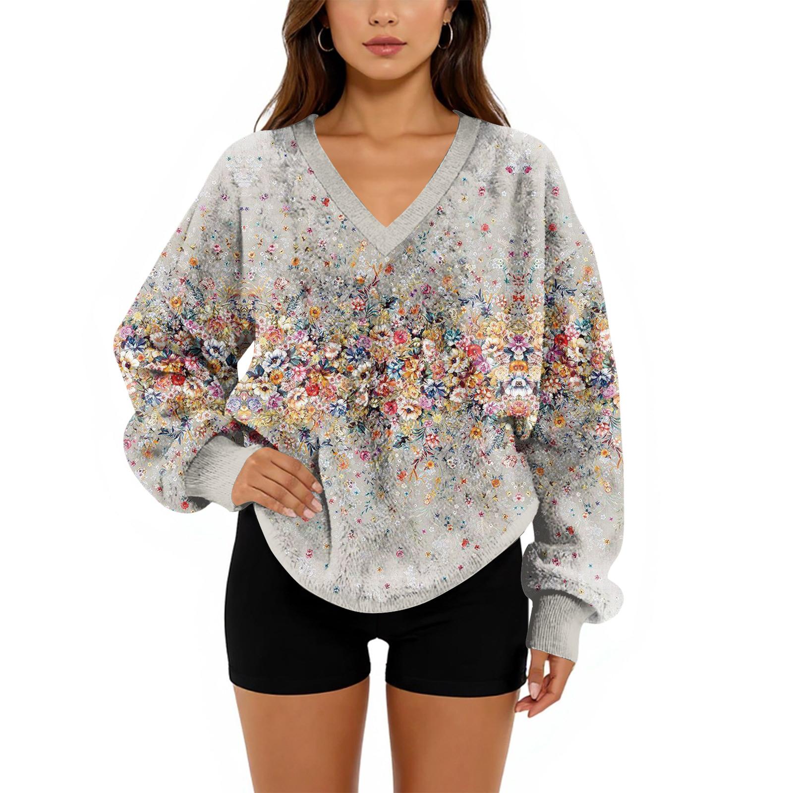 

Женский свитшот с V-образным вырезом, плюшевый, однотонный, повседневный, модный, с длинным рукавом, с карманами, пуловер S