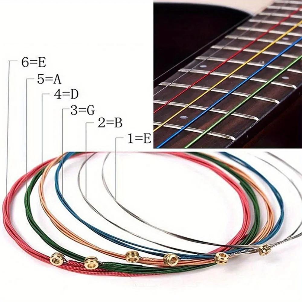 6Pcs/Set Multi Color Acoustic Guitar Strings Rainbow Colorful Guitar Strings E-A For Acoustic Folk Guitar Classic Guitar11