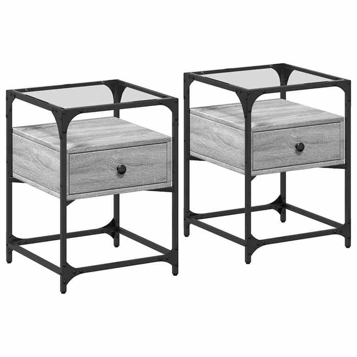VidaXL Tables de chevet 2 pcs sonoma gris 40x40x55 cm bois ingénierie, meuble de chevet, table d'appoint, armoire de lit, 846081