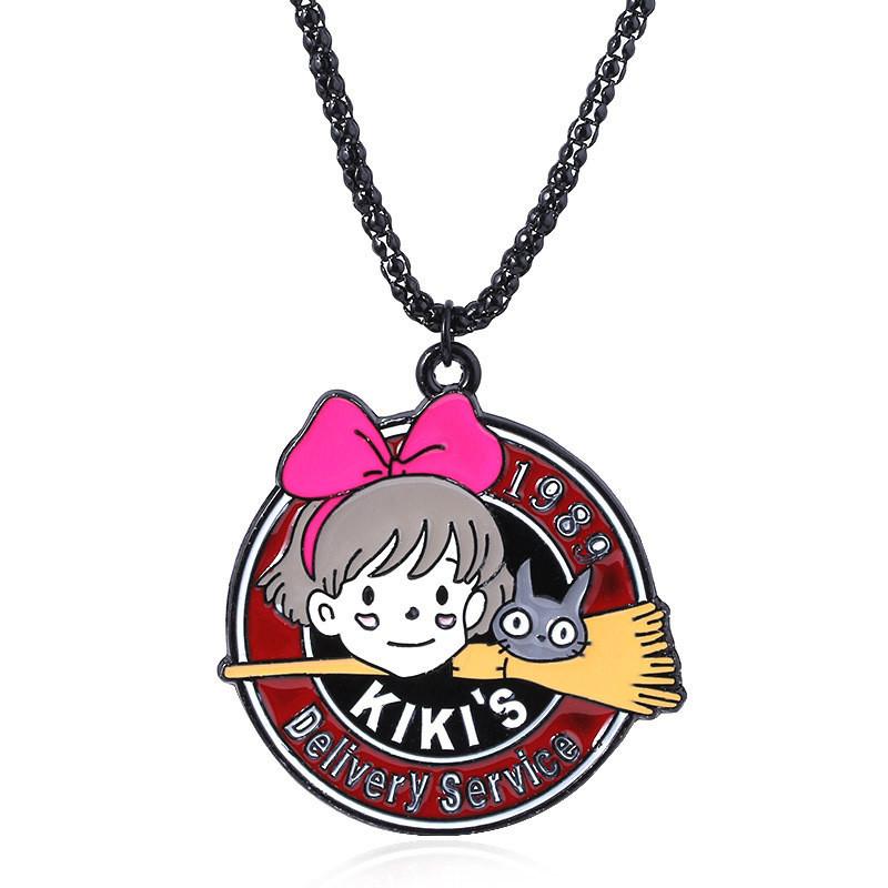 Kiki's Delivery Service Necklace With Alloy Charm And Black Cat Pendant For Anime Themed Accessories
