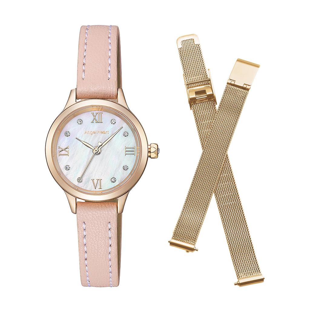 Twinkle Time Solar 3 ATM Water Sapphire White [AngelHeart] Watch, Powered, Resistant, Crystal, Mother-of-Pearl Dial, TTN25P-PKC-N, Women's [Authentic]