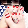 24Pcs Glossy Lake Blue Press On Toenails Full Coverage Artificial Acrylic Fake Toe Nails Removable Wearable Nail Art