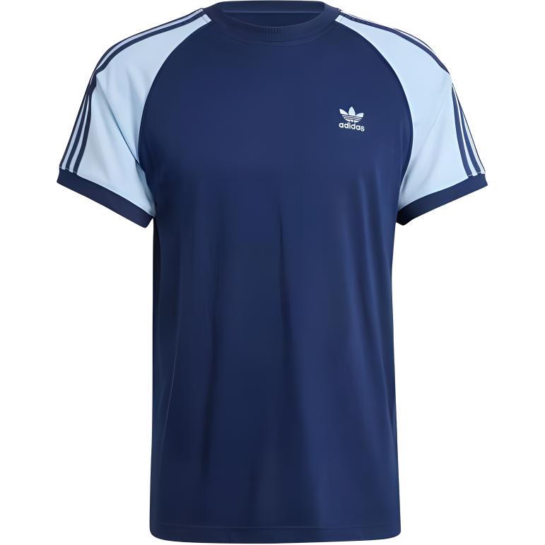 Adidas Originals Colorblocked Striped Ribbed Crew Neck Short Sleeve T-Shirt Men Tops Night-Blue IY4868