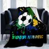 1PC Custom Name Soccer Ball Splash Art blanket versatile,all-season throw suitable for the living room,bedroom,camping,travel,and gift