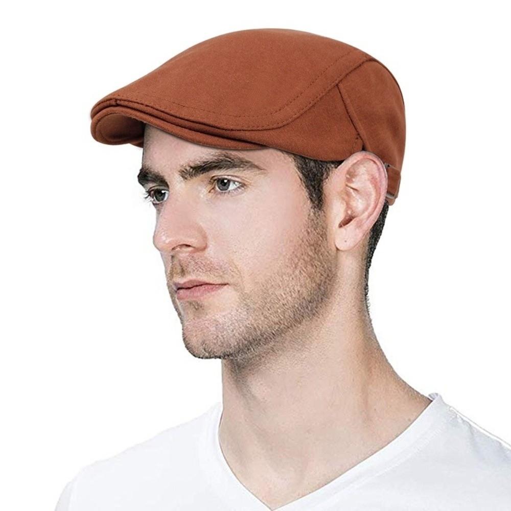 Adjustable Newsboy Caps Solid Color Flat Visor Cap Fashion Vintage Berets Hat  Men