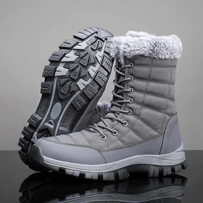 

Winter Men s Snow Boots Warm Plush Anti slip Outdoor Hiking Boots Women s Mid length Boots Couple Sports Shoes Boots Size 36-48 48 сірий колір