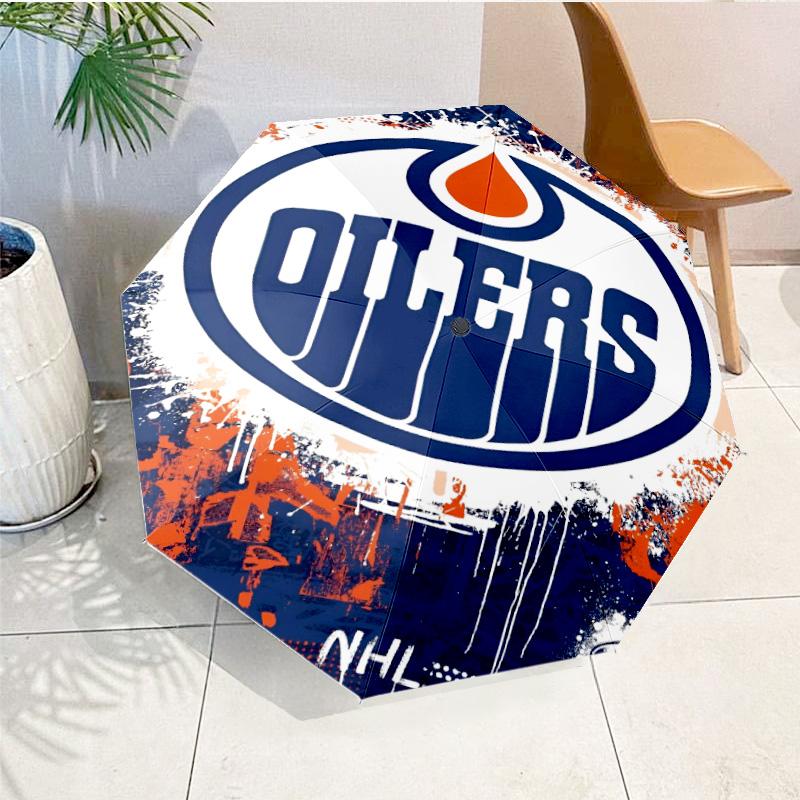 Energetic Oilers Team Spirit Umbrella 8-Frame for Travel, Camping, Casual Lightweight Portable Umbrella, Essential for Every Family Holidays Gift
