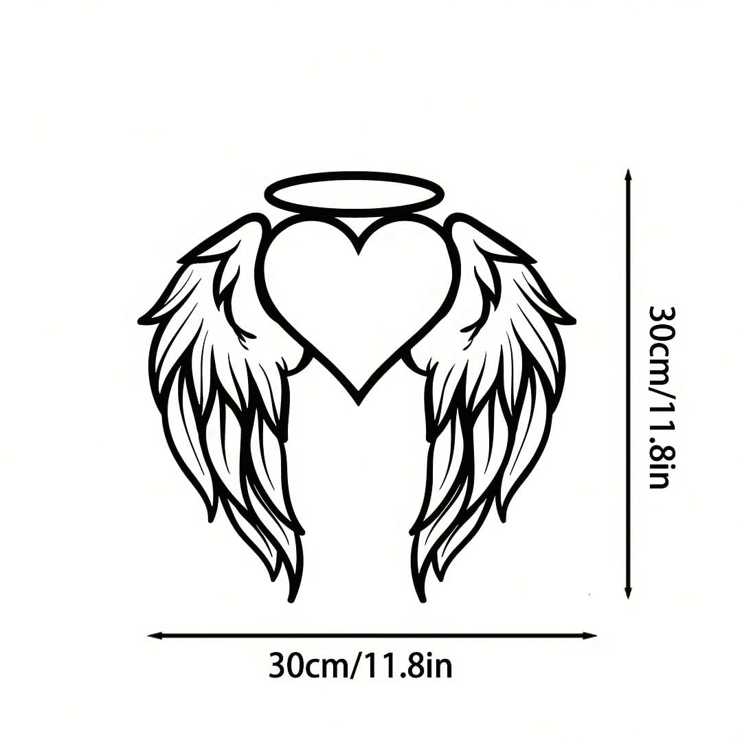 

Angel Heart Wings Metal Wall Art Sculpture, Heart Shape Silhouette Wall Decor for Home Bedroom Living Room 30x30