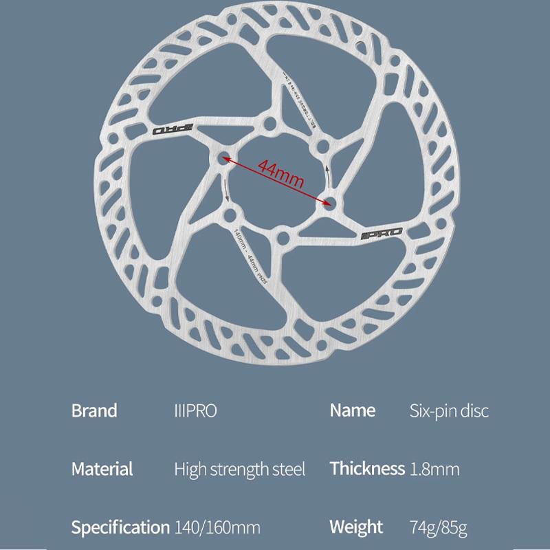 IIIPRO 140mm 160mm Bicycle Disc Brake Rotor 6 Bolts Bike Hydraulic Brake Discs High Strength Mountain Bike Rotors