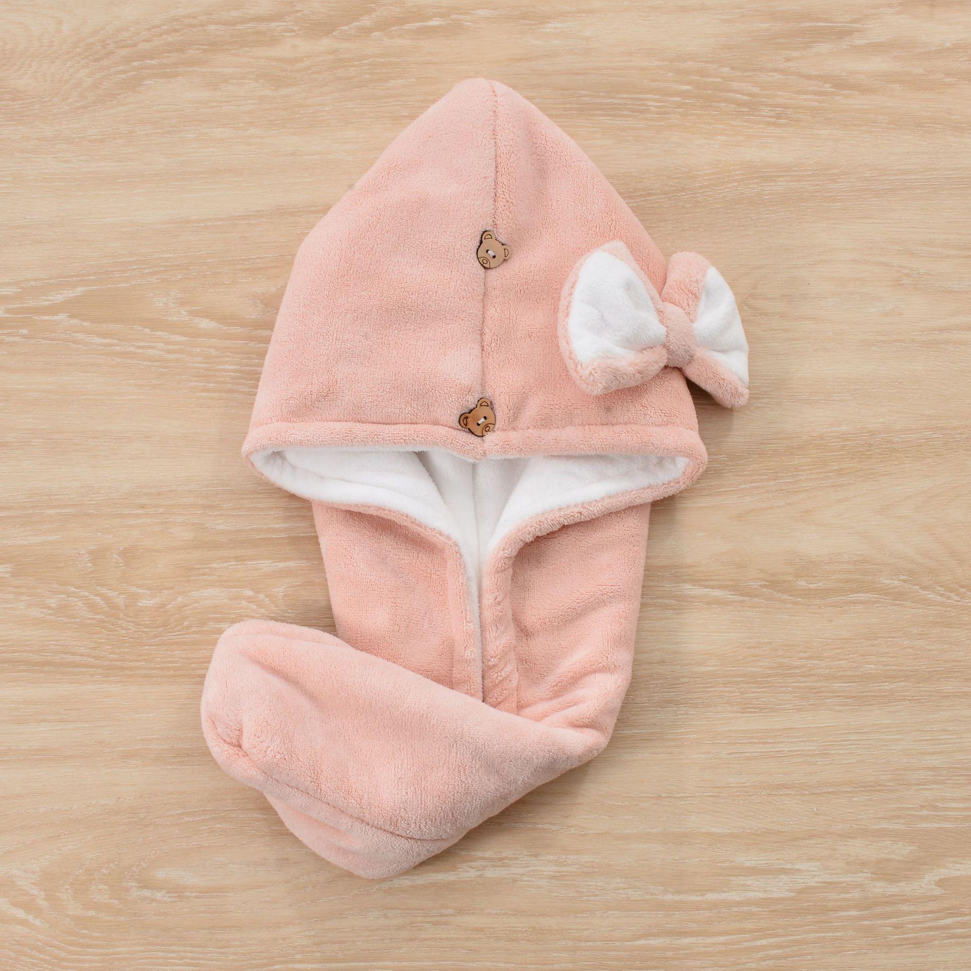 

Women s Bowknot Quick-Dry Hair Cap - Absorbent Coral Fleece Head Wrap Towel 25x65CM (Approx. 165g)