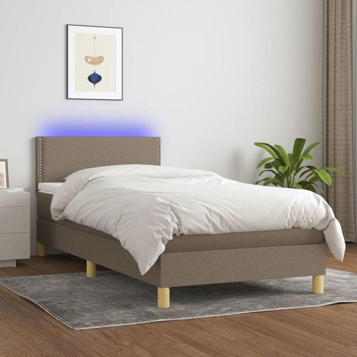 VidaXL Sommier à Lattes de Lit avec Matelas et LED, Lit Rembourré, Lit Simple, Lit Adulte de Chambre à Coucher Intérieur, 3133609